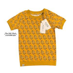 NEW Alba Of Denmark Sz 122 (7Y) Mustard Floral Top Shirt